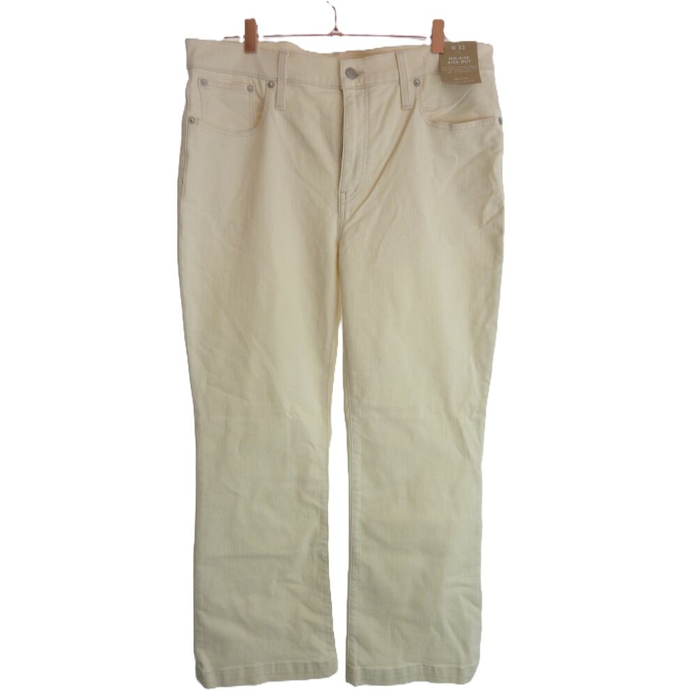 NWT Madewell Kick Out Crop Jeans – Ecru White Denim, Mid-Rise, Size 31